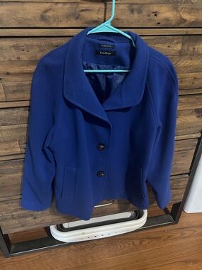 Evan Picone Cobalt Blue Tailored Pea Coat Size XL